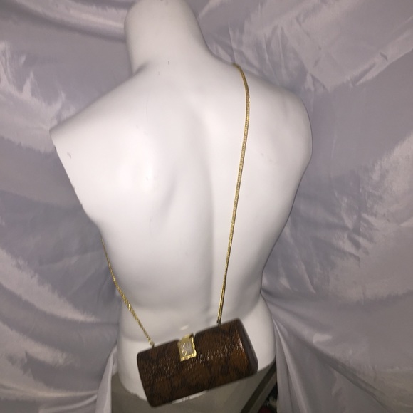 NWOT rubberized python embossed leather CLUTCH - Picture 4 of 8